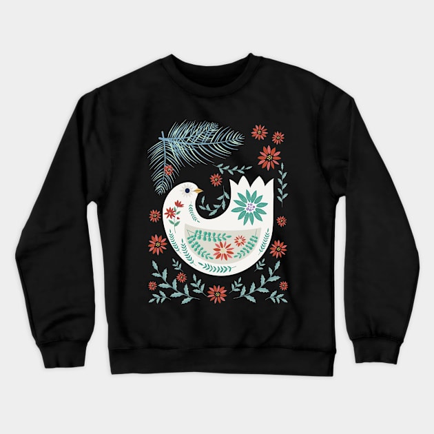 Folk Art Christmas Dove Crewneck Sweatshirt by SWON Design